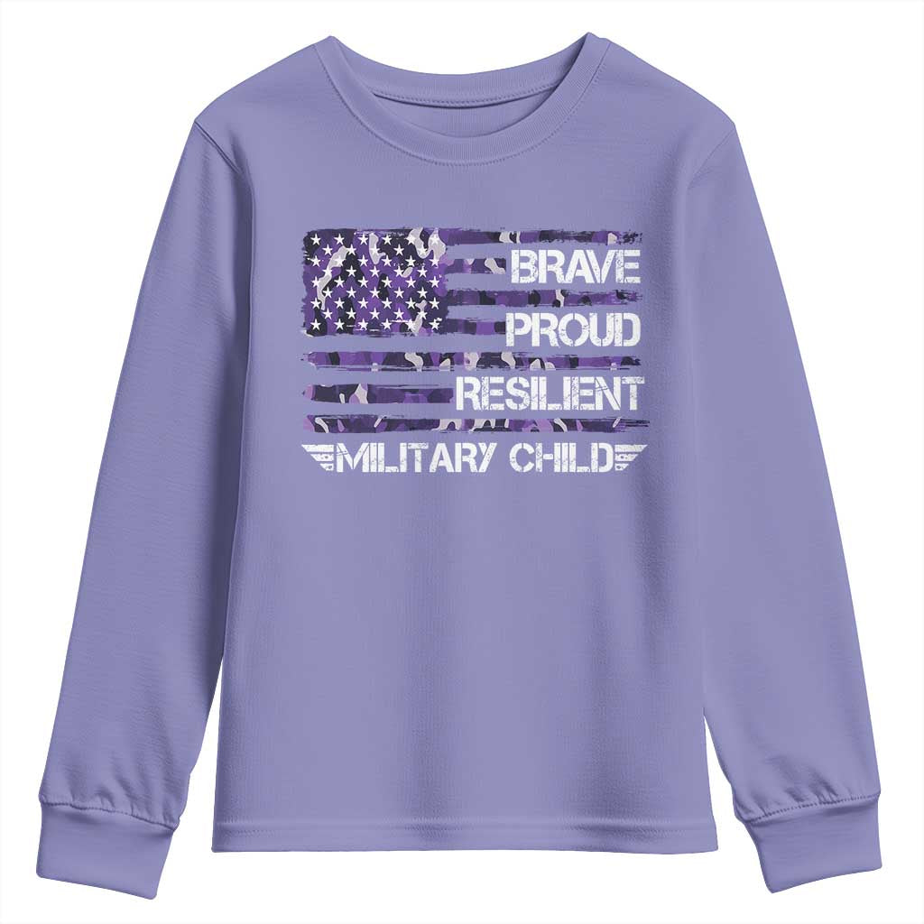 Military Kids Military Child Youth Sweatshirt Camo American Flag USA Camouflage TS10 Violet Print Your Wear