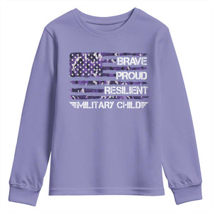 Military Kids Military Child Youth Sweatshirt Camo American Flag USA Camouflage TS10 Violet Print Your Wear