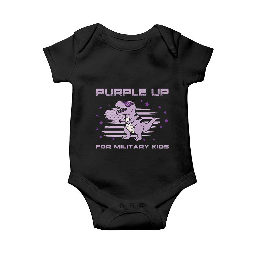 Purple Up For Military Kids Baby Onesie Military Child Month Army Dinosaur Dino TS10 Black Print Your Wear