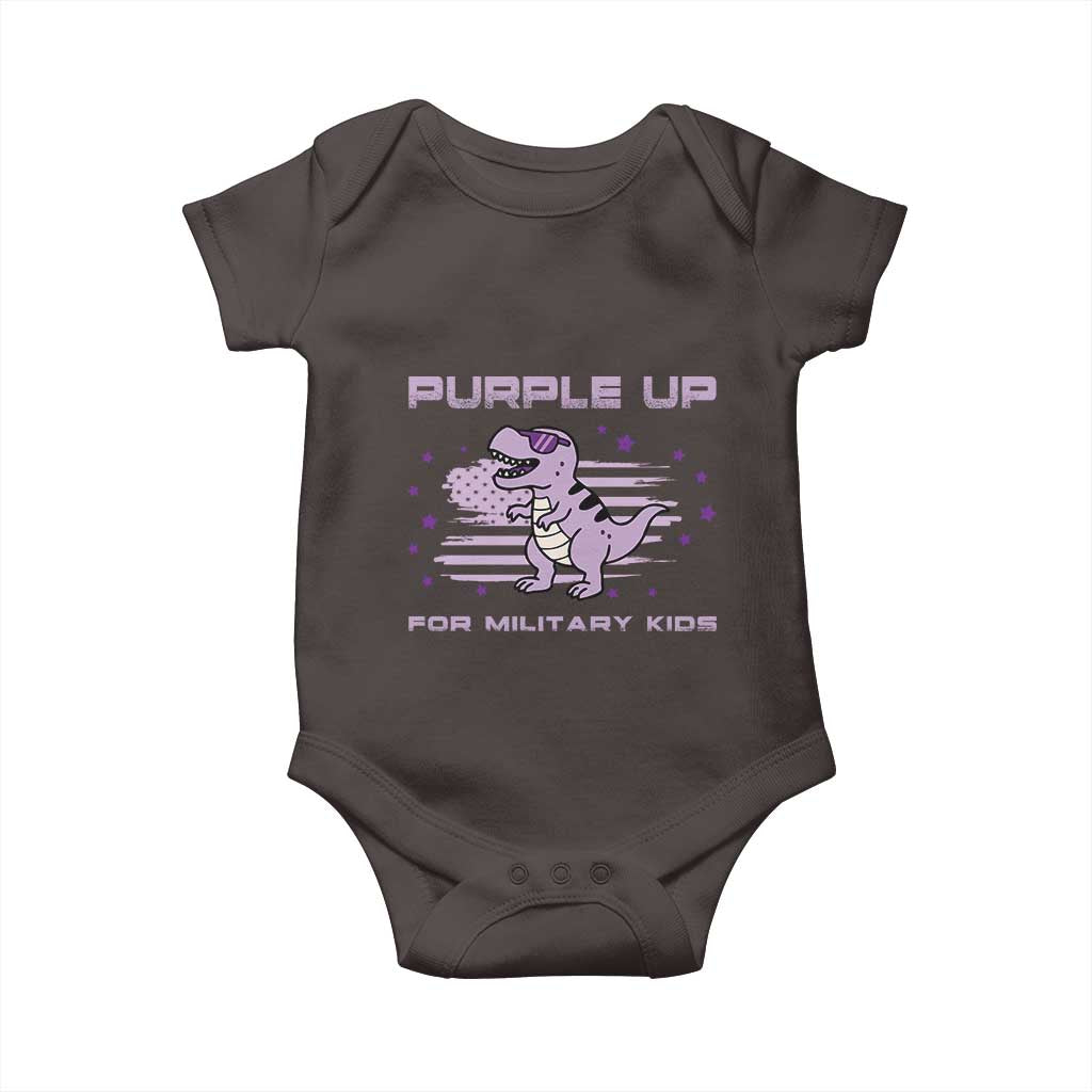 Purple Up For Military Kids Baby Onesie Military Child Month Army Dinosaur Dino TS10 Dark Chocolate Print Your Wear
