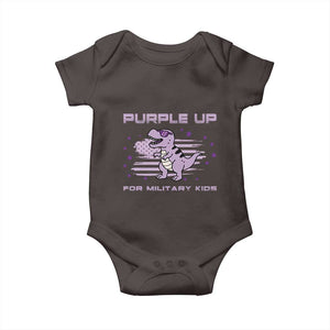 Purple Up For Military Kids Baby Onesie Military Child Month Army Dinosaur Dino TS10 Dark Chocolate Print Your Wear