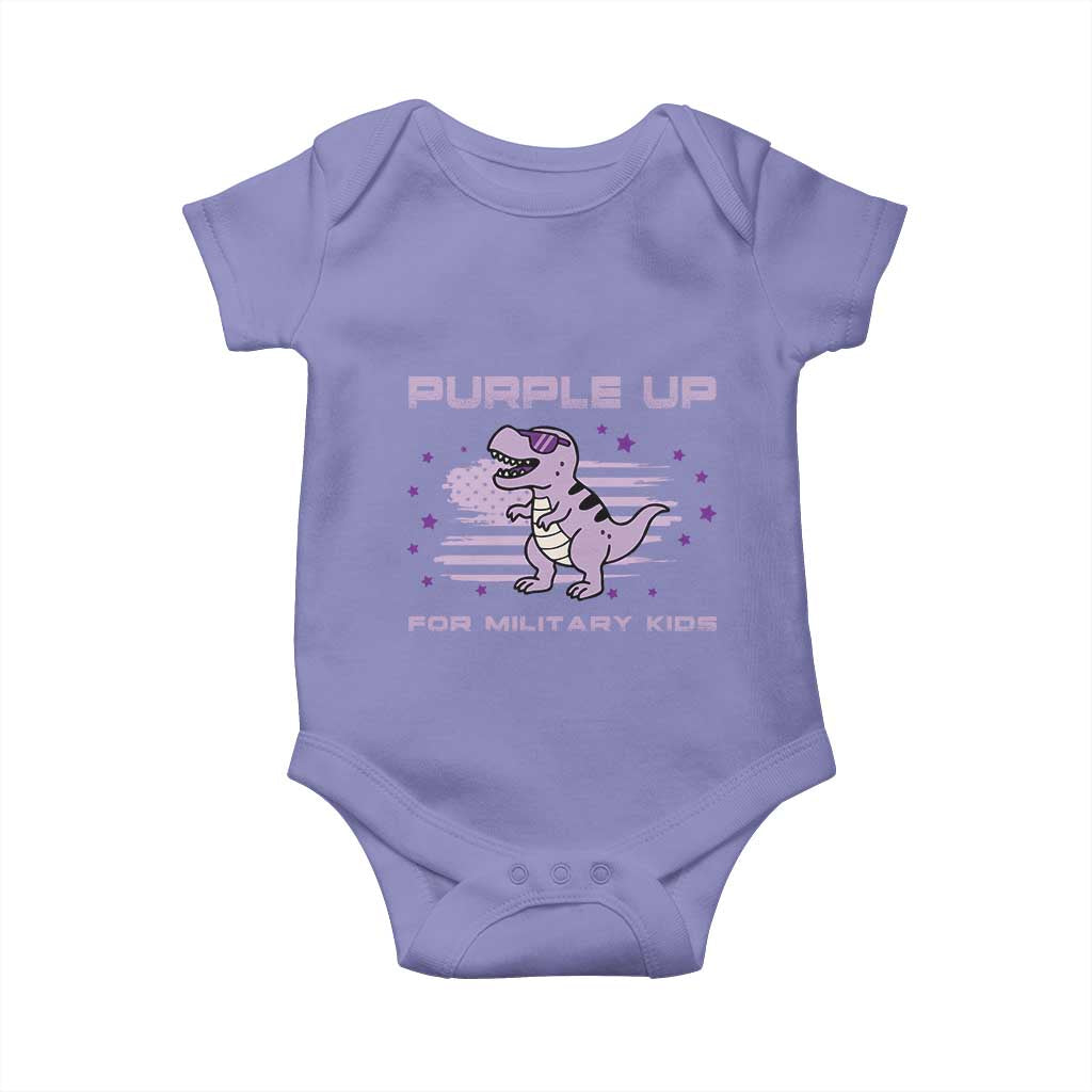 Purple Up For Military Kids Baby Onesie Military Child Month Army Dinosaur Dino TS10 Violet Print Your Wear
