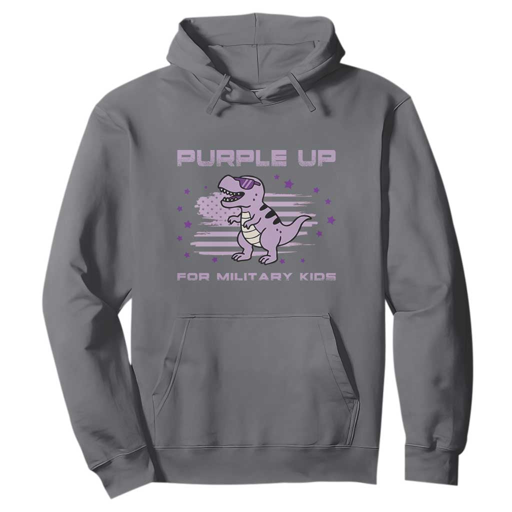 Purple Up For Military Kids Hoodie Military Child Month Army Dinosaur Dino TS10 Charcoal Print Your Wear
