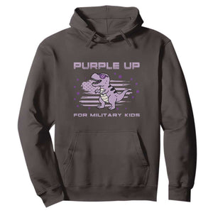 Purple Up For Military Kids Hoodie Military Child Month Army Dinosaur Dino TS10 Dark Chocolate Print Your Wear