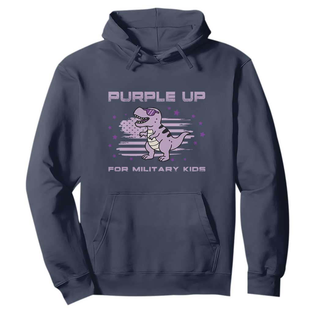 Purple Up For Military Kids Hoodie Military Child Month Army Dinosaur Dino TS10 Navy Print Your Wear