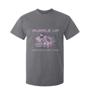 Purple Up For Military Kids T Shirt For Kid Military Child Month Army Dinosaur Dino TS10 Charcoal Print Your Wear