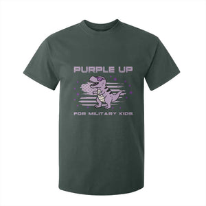 Purple Up For Military Kids T Shirt For Kid Military Child Month Army Dinosaur Dino TS10 Dark Forest Green Print Your Wear