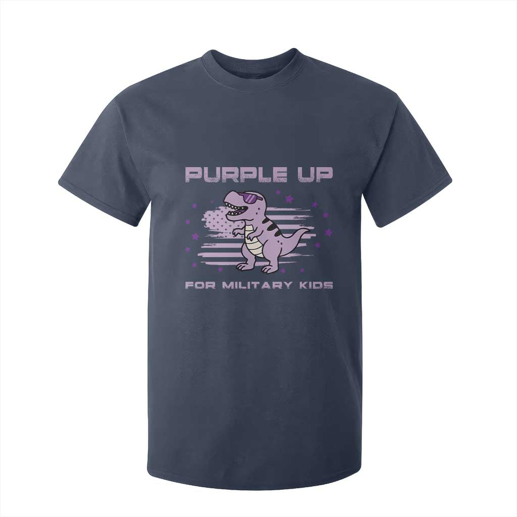 Purple Up For Military Kids T Shirt For Kid Military Child Month Army Dinosaur Dino TS10 Navy Print Your Wear