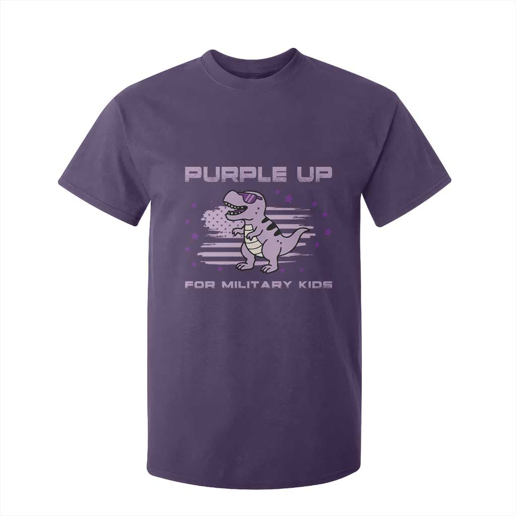 Purple Up For Military Kids T Shirt For Kid Military Child Month Army Dinosaur Dino TS10 Purple Print Your Wear