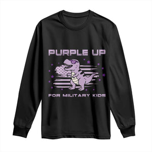 Purple Up For Military Kids Long Sleeve Shirt Military Child Month Army Dinosaur Dino TS10 Black Print Your Wear