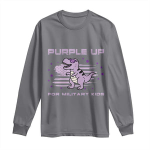 Purple Up For Military Kids Long Sleeve Shirt Military Child Month Army Dinosaur Dino TS10 Charcoal Print Your Wear
