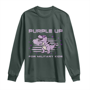 Purple Up For Military Kids Long Sleeve Shirt Military Child Month Army Dinosaur Dino TS10 Dark Forest Green Print Your Wear