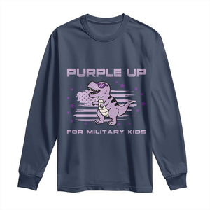 Purple Up For Military Kids Long Sleeve Shirt Military Child Month Army Dinosaur Dino TS10 Navy Print Your Wear