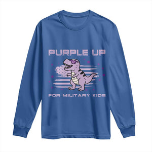 Purple Up For Military Kids Long Sleeve Shirt Military Child Month Army Dinosaur Dino TS10 Royal Blue Print Your Wear