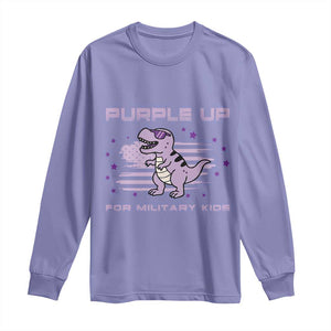Purple Up For Military Kids Long Sleeve Shirt Military Child Month Army Dinosaur Dino TS10 Violet Print Your Wear