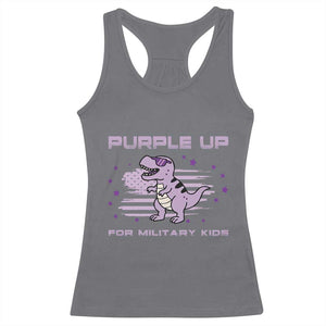 Purple Up For Military Kids Racerback Tank Top Military Child Month Army Dinosaur Dino TS10 Charcoal Print Your Wear