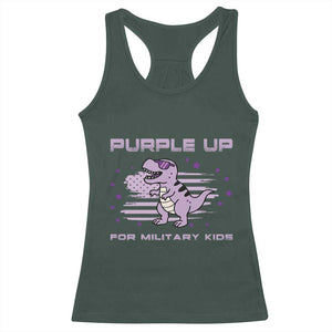 Purple Up For Military Kids Racerback Tank Top Military Child Month Army Dinosaur Dino TS10 Dark Forest Green Print Your Wear