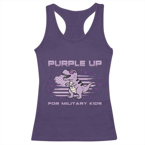 Purple Up For Military Kids Racerback Tank Top Military Child Month Army Dinosaur Dino TS10 Purple Print Your Wear