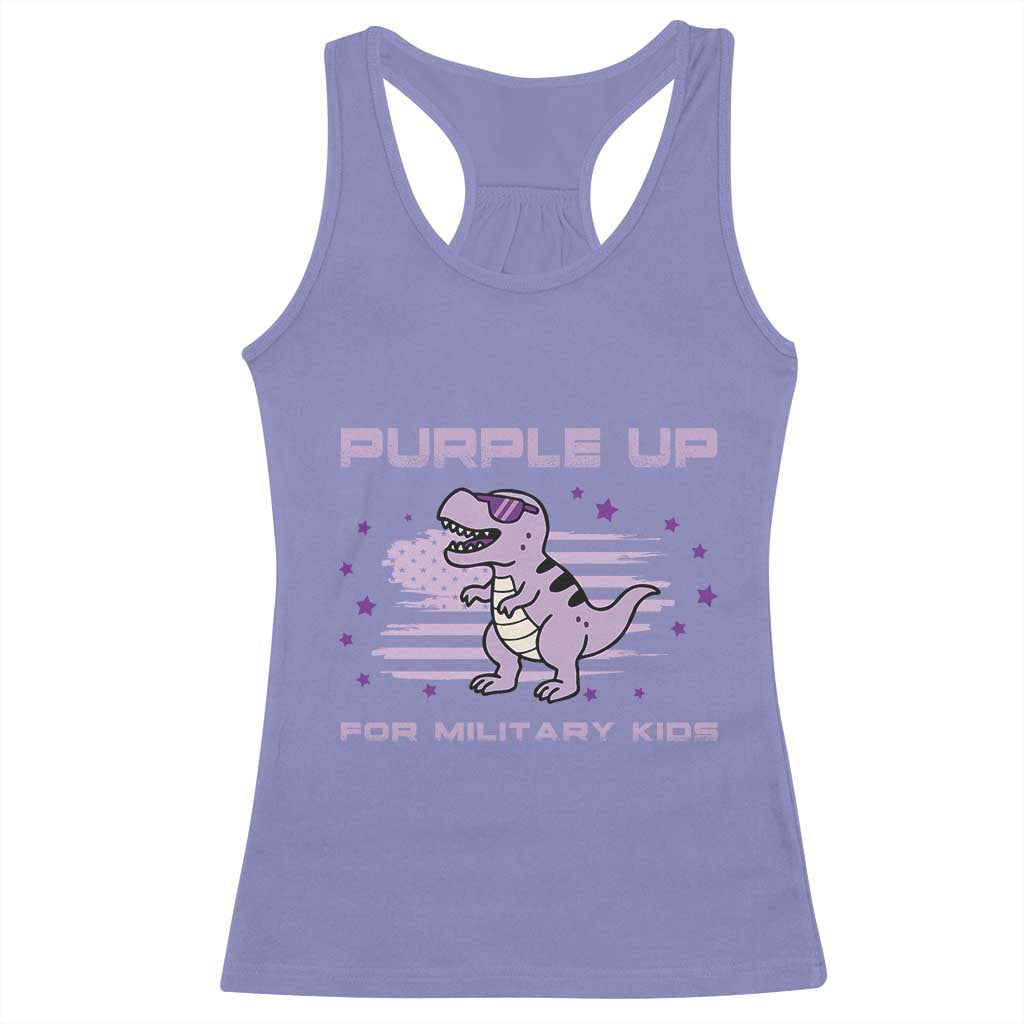 Purple Up For Military Kids Racerback Tank Top Military Child Month Army Dinosaur Dino TS10 Violet Print Your Wear