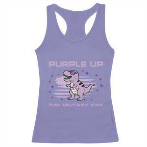 Purple Up For Military Kids Racerback Tank Top Military Child Month Army Dinosaur Dino TS10 Violet Print Your Wear