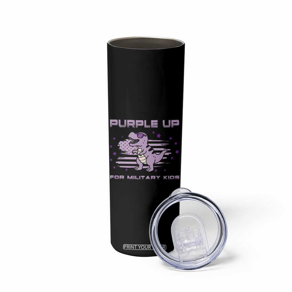 Purple Up For Military Kids Skinny Tumbler Military Child Month Army Dinosaur Dino TS10 Print Your Wear