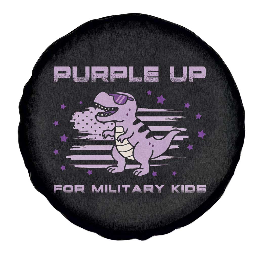 Purple Up For Military Kids Spare Tire Cover Military Child Month Army Dinosaur Dino TS10 Print Your Wear