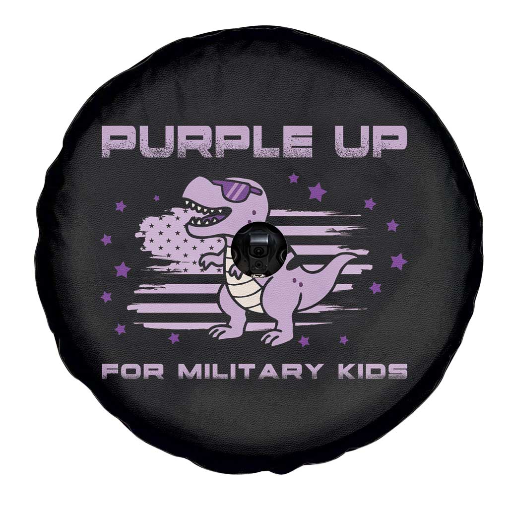 Purple Up For Military Kids Spare Tire Cover Military Child Month Army Dinosaur Dino TS10 Print Your Wear