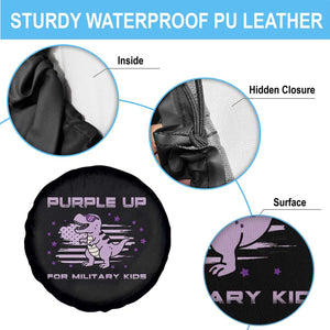 Purple Up For Military Kids Spare Tire Cover Military Child Month Army Dinosaur Dino TS10 Print Your Wear