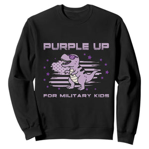 Purple Up For Military Kids Sweatshirt Military Child Month Army Dinosaur Dino TS10 Black Print Your Wear