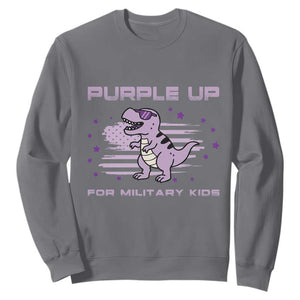 Purple Up For Military Kids Sweatshirt Military Child Month Army Dinosaur Dino TS10 Charcoal Print Your Wear