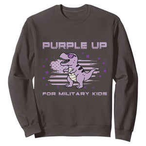 Purple Up For Military Kids Sweatshirt Military Child Month Army Dinosaur Dino TS10 Dark Chocolate Print Your Wear