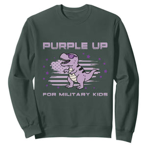Purple Up For Military Kids Sweatshirt Military Child Month Army Dinosaur Dino TS10 Dark Forest Green Print Your Wear