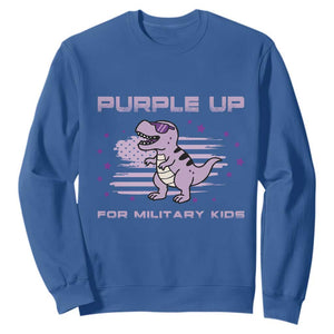 Purple Up For Military Kids Sweatshirt Military Child Month Army Dinosaur Dino TS10 Royal Blue Print Your Wear