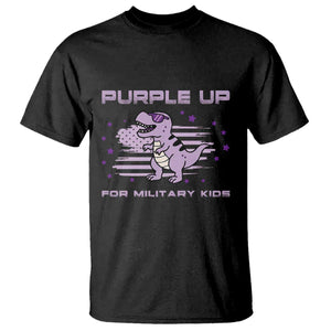 Purple Up For Military Kids T Shirt Military Child Month Army Dinosaur Dino TS10 Black Print Your Wear