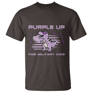 Purple Up For Military Kids T Shirt Military Child Month Army Dinosaur Dino TS10 Dark Chocolate Print Your Wear