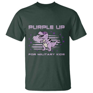 Purple Up For Military Kids T Shirt Military Child Month Army Dinosaur Dino TS10 Dark Forest Green Print Your Wear
