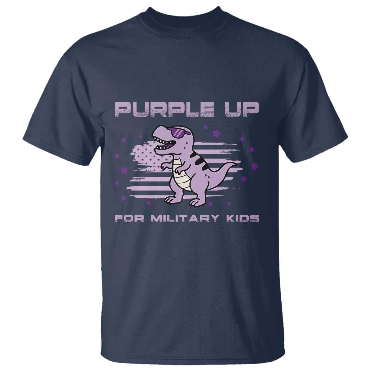 Purple Up For Military Kids T Shirt Military Child Month Army Dinosaur Dino TS10 Navy Print Your Wear