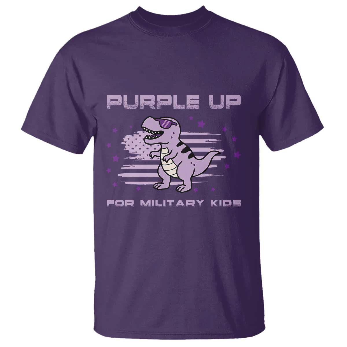 Purple Up For Military Kids T Shirt Military Child Month Army Dinosaur Dino TS10 Purple Print Your Wear