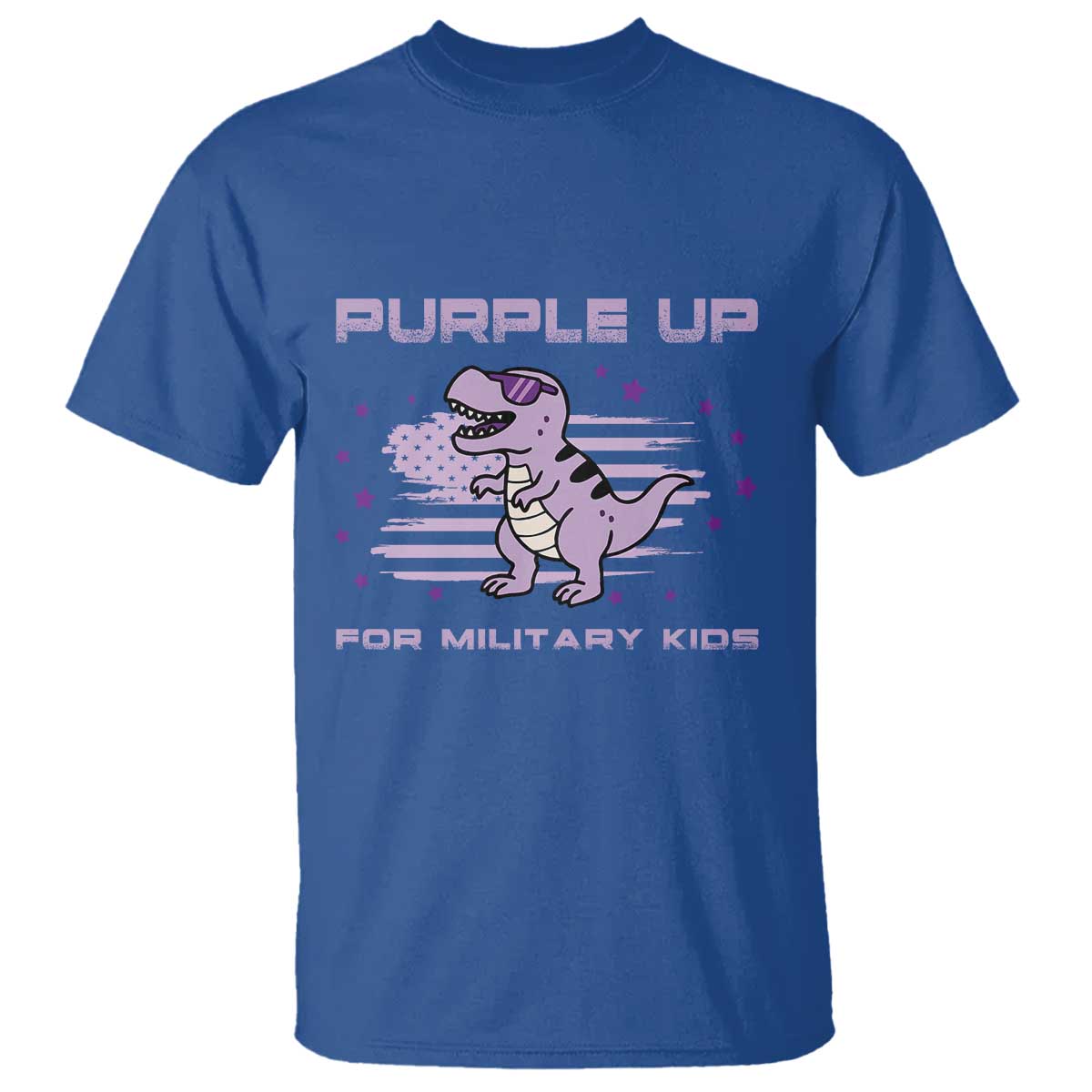 Purple Up For Military Kids T Shirt Military Child Month Army Dinosaur Dino TS10 Royal Blue Print Your Wear