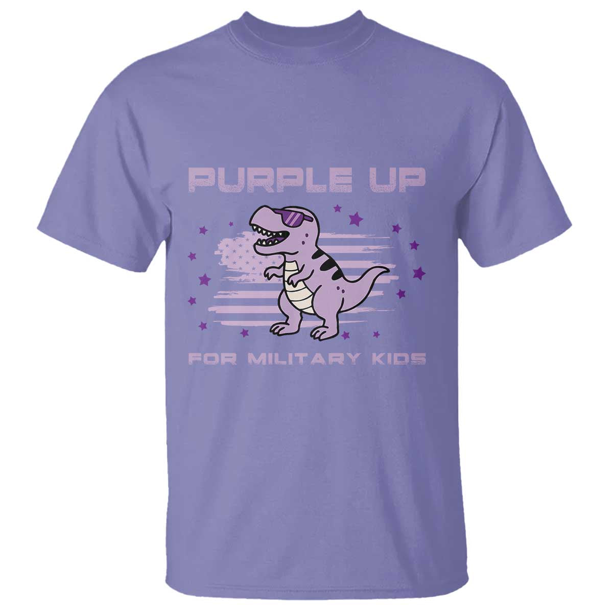 Purple Up For Military Kids T Shirt Military Child Month Army Dinosaur Dino TS10 Violet Print Your Wear