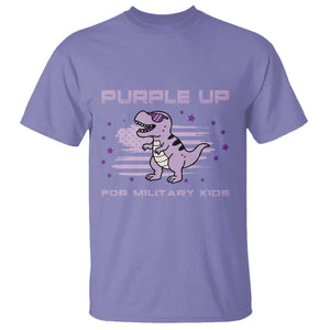 Purple Up For Military Kids T Shirt Military Child Month Army Dinosaur Dino TS10 Violet Print Your Wear