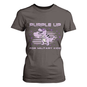 Purple Up For Military Kids T Shirt For Women Military Child Month Army Dinosaur Dino TS10 Dark Chocolate Print Your Wear