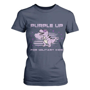 Purple Up For Military Kids T Shirt For Women Military Child Month Army Dinosaur Dino TS10 Navy Print Your Wear