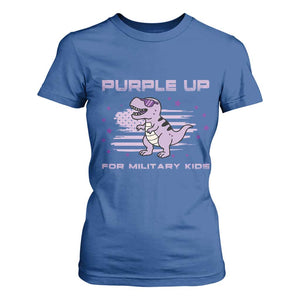 Purple Up For Military Kids T Shirt For Women Military Child Month Army Dinosaur Dino TS10 Royal Blue Print Your Wear