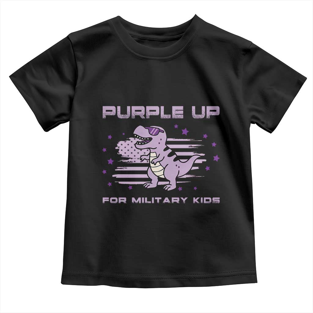Purple Up For Military Kids Toddler T Shirt Military Child Month Army Dinosaur Dino TS10 Black Print Your Wear