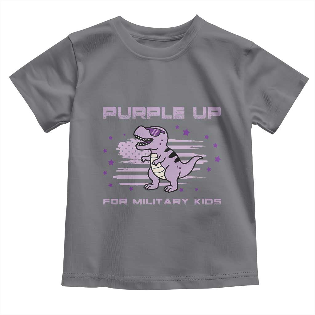 Purple Up For Military Kids Toddler T Shirt Military Child Month Army Dinosaur Dino TS10 Charcoal Print Your Wear