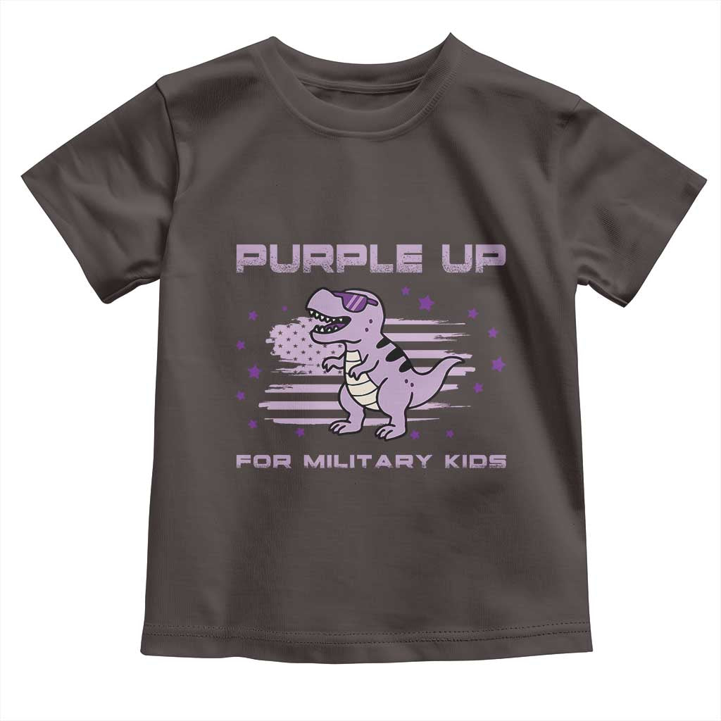 Purple Up For Military Kids Toddler T Shirt Military Child Month Army Dinosaur Dino TS10 Dark Chocolate Print Your Wear