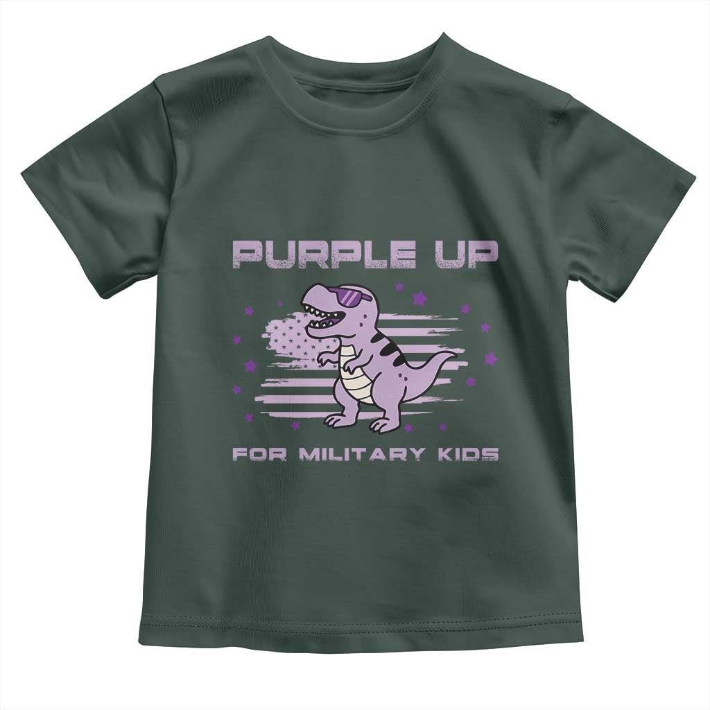 Purple Up For Military Kids Toddler T Shirt Military Child Month Army Dinosaur Dino TS10 Dark Forest Green Print Your Wear