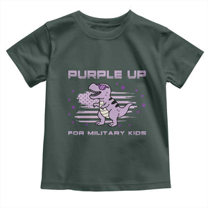 Purple Up For Military Kids Toddler T Shirt Military Child Month Army Dinosaur Dino TS10 Dark Forest Green Print Your Wear