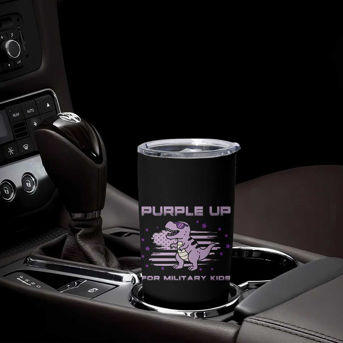 Purple Up For Military Kids Tumbler Cup Military Child Month Army Dinosaur Dino TS10 Print Your Wear